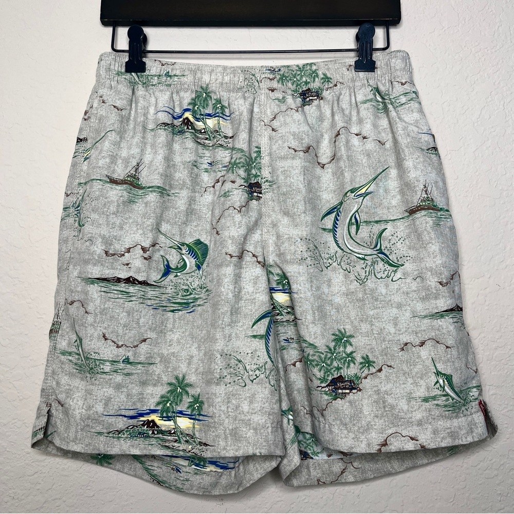 Tommy Bahama Green Marlin Swim Trunks Size S TR9670 Elastic Waist Lined Casual